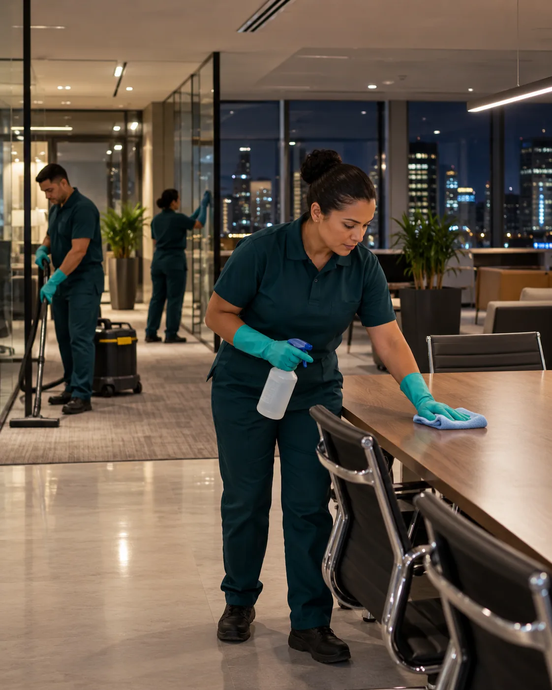 Equipe de empresa parceira de limpeza trabalhando no SIG e SAAN, em Brasília